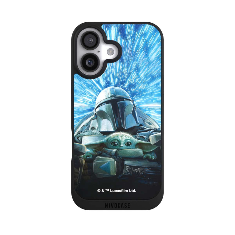iPhone 17 NIVOpure Grogu und Mando fliegen blau