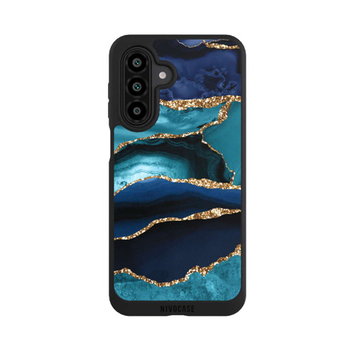 Samsung Galaxy A17 5G NIVOpure Dark and Light Blue Marble Gold Glitter Look