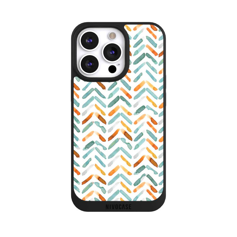 iPhone 13 Pro NIVOpure Élégant Automne Chevron Bleu Orange