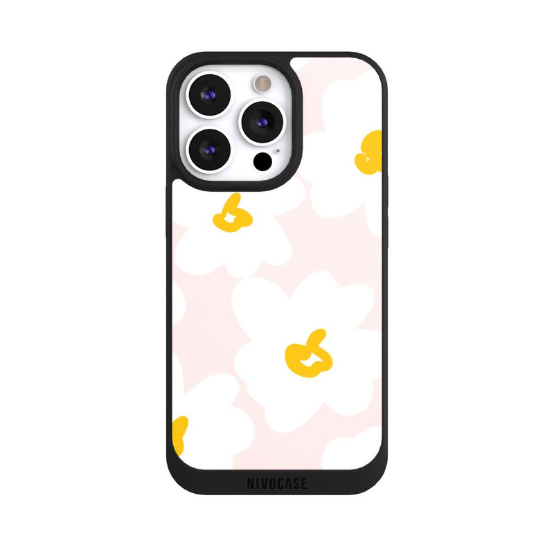 iPhone 13 Pro NIVOpure Retro Blumenwand Gänseblümchen Aprikose