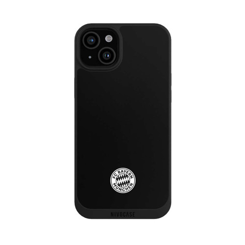 Apple iPhone 15 Plus NIVOpure Klassisches FCB Logo Klein - Weiß auf Schwarz