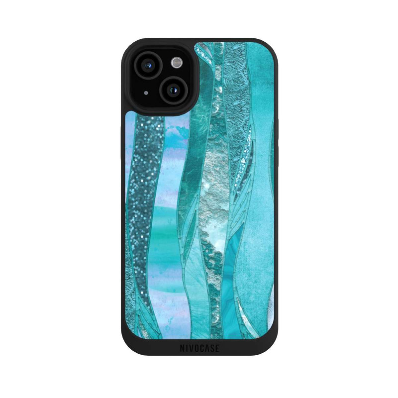 iPhone 15 Plus NIVOpure glamouröser Glitzerlook blau