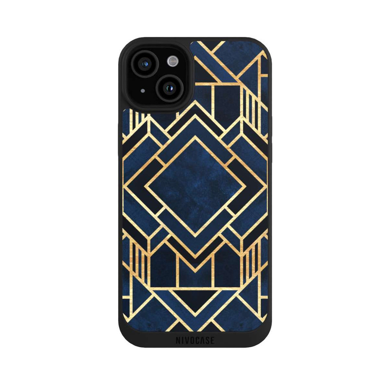iPhone 15 Plus NIVOpure Kunst Deko Blau Golddruck