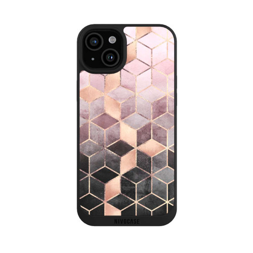 Apple iPhone 15 Plus NIVOpure Pink-grauer Farbverlauf Würfel Druck