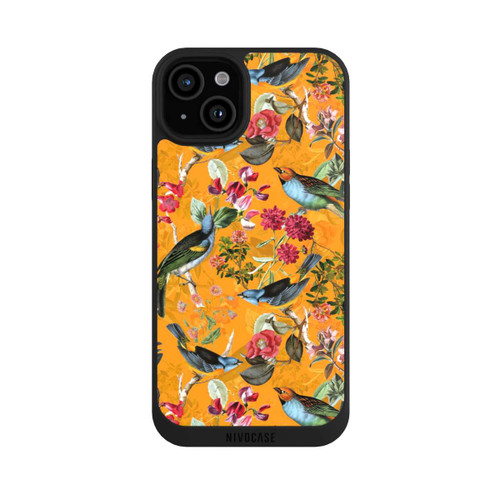 Apple iPhone 15 Plus NIVOpure Tapete mit Vögeln und Blumen