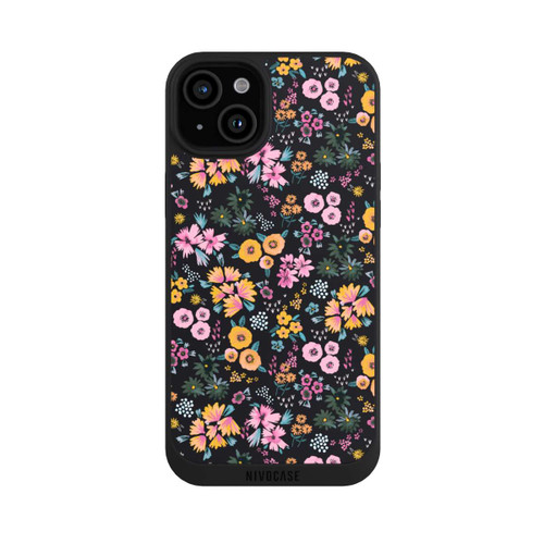 Apple iPhone 15 Plus NIVOpure Kleine bunte Blumen Schwarz 2