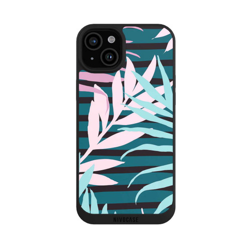 Apple iPhone 15 Plus NIVOpure Pastell-Dschungelblätter rosa blaugrün