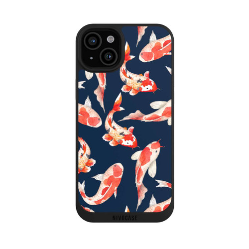Apple iPhone 15 Plus NIVOpure Koi auf blauem Hintergrund