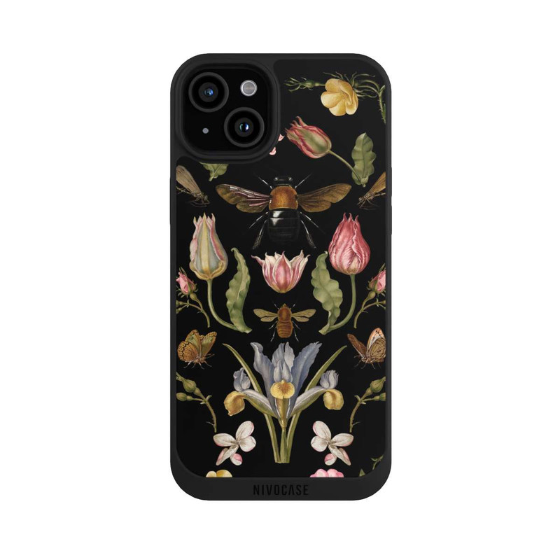 iPhone 15 Plus NIVOpure Wildblumen und Biene Schwarz