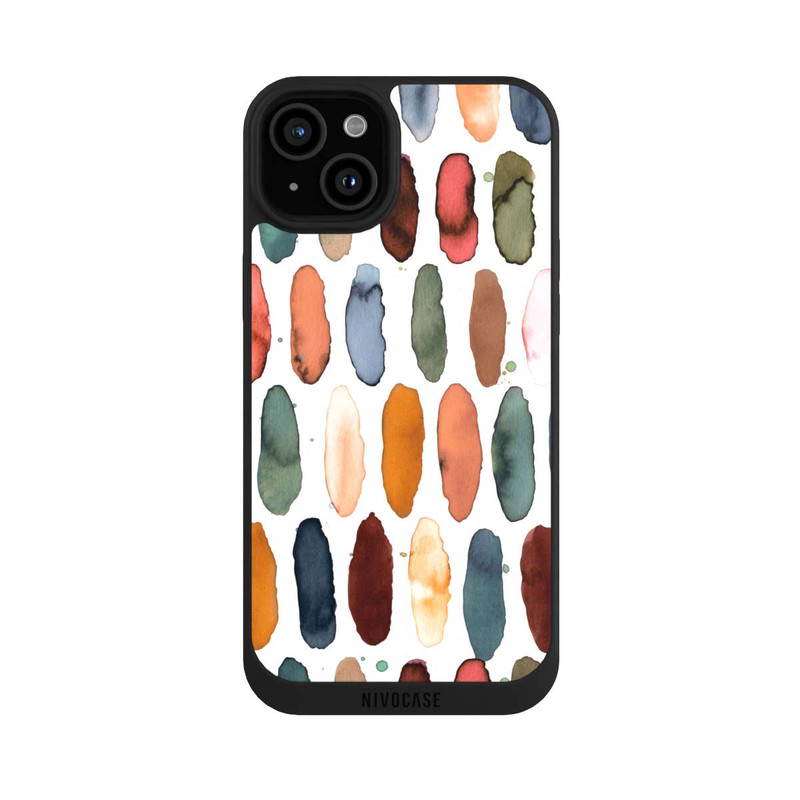 iPhone 15 Plus NIVOpure Aquarellstriche aus mineralischem Terrakotta