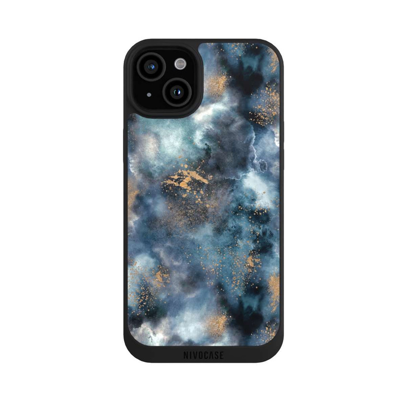 iPhone 15 Plus NIVOpure Smoky Marble Watercolor Navy