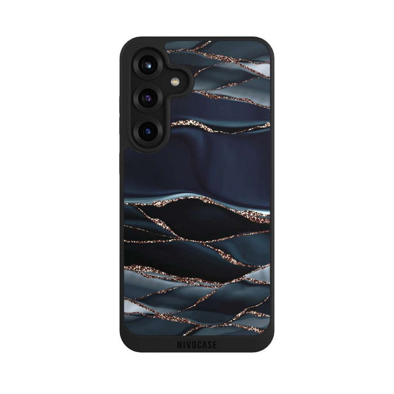 Galaxy S25 + NIVOpure Dunkelgraue Streifen goldener Look