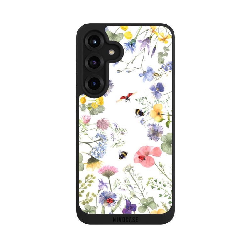 Galaxy S25 + NIVOpure Bunte Frühlingsblumen und Bienen