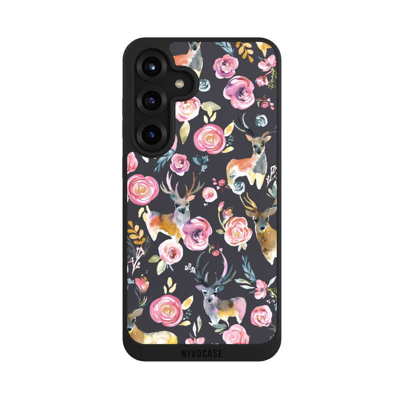 Galaxy S25 + NIVOpure Hirsche und Blumen Anthrazit