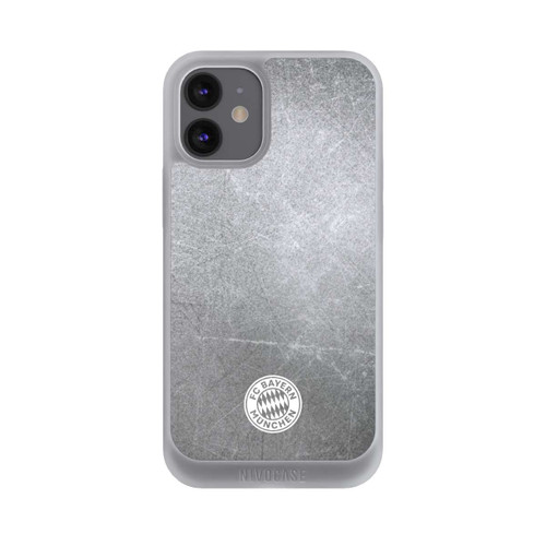Apple iPhone 12 mini NIVOpure Klassisches FCB Logo Klein - Weiß auf Metalllook