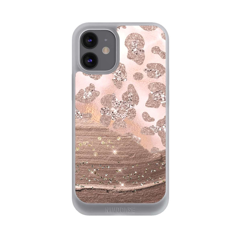 iPhone 12 mini NIVOpure Silberner Leoparden Glitzerlook