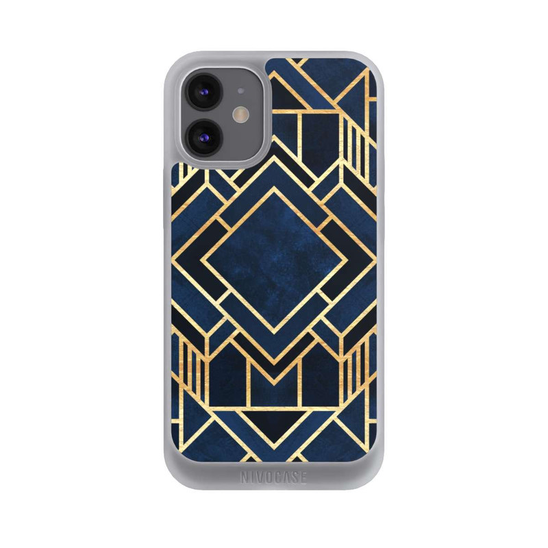 iPhone 12 mini NIVOpure Kunst Deko Blau Golddruck