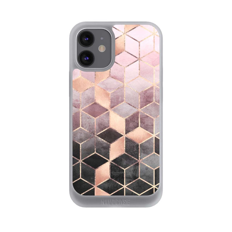 iPhone 12 mini NIVOpure Pink-grauer Farbverlauf Würfel Druck
