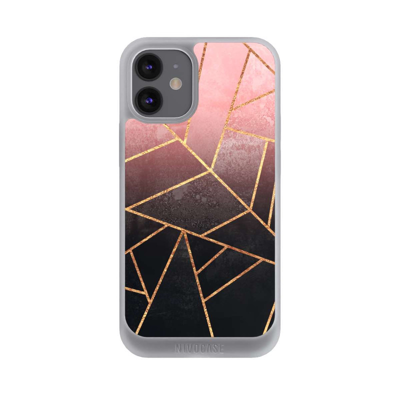 iPhone 12 mini NIVOpure Pinker und Schwarzer Stein Gold Druck