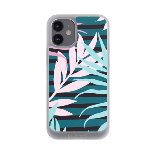 Apple iPhone 12 mini NIVOpure Pastell-Dschungelblätter rosa blaugrün