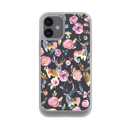Apple iPhone 12 mini NIVOpure Hirsche und Blumen Anthrazit