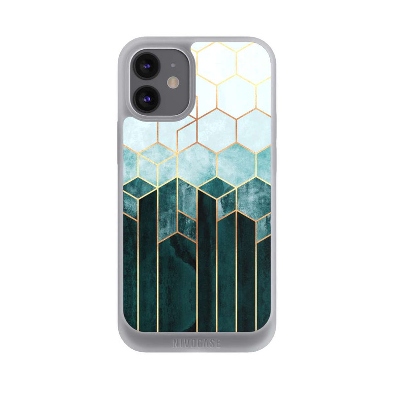 iPhone 12 mini NIVOpure Blaugrüne Sechsecke
