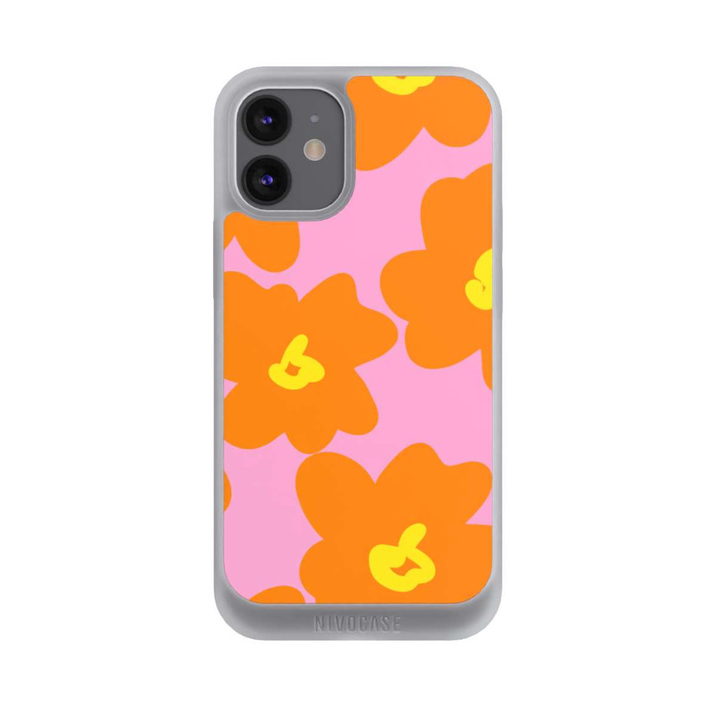 iPhone 12 mini NIVOpure Retro floral pattern pink and orange