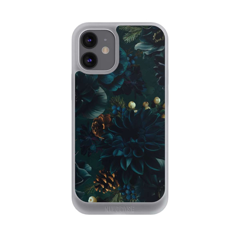 iPhone 12 mini NIVOpure Blumenmuster Grün und Blau