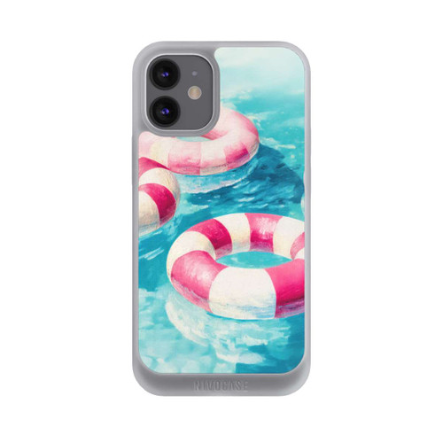 Apple iPhone 12 mini NIVOpure Gestreifte Schwimmringe im Pool