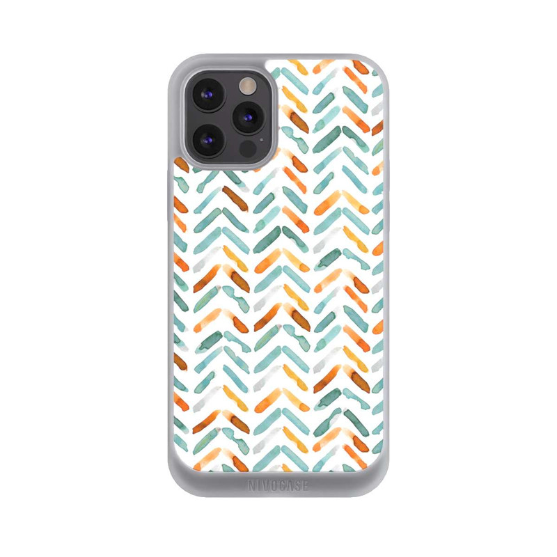 iPhone 12 Pro NIVOpure Élégant Automne Chevron Bleu Orange