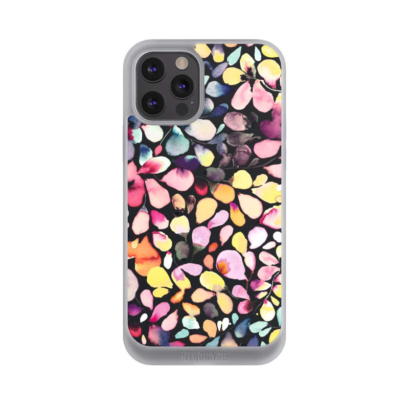 iPhone 12 Pro NIVOpure Eukalyptus Aquarellblätter Schwarz