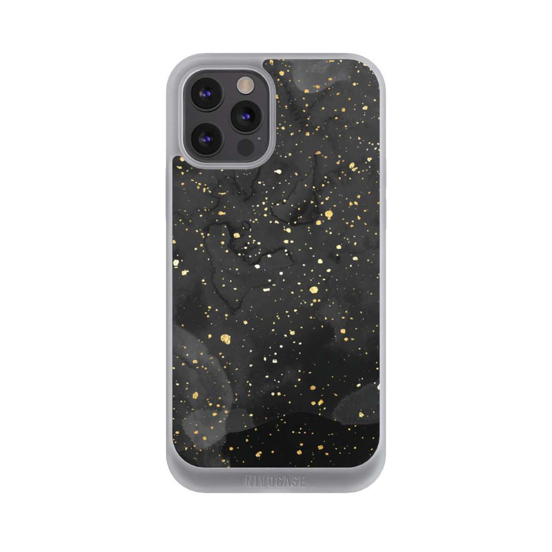 iPhone 12 Pro Max NIVOpure Glitzernder Marmor-Schwarz-Gold-Look