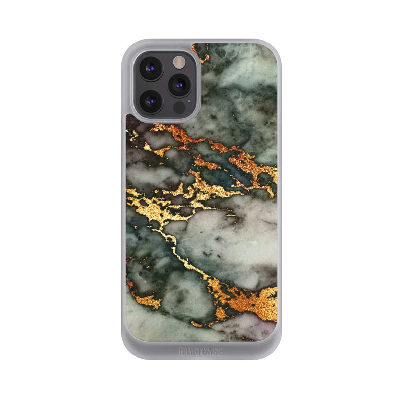 iPhone 12 Pro Max NIVOpure Aspect marbre gris et doré