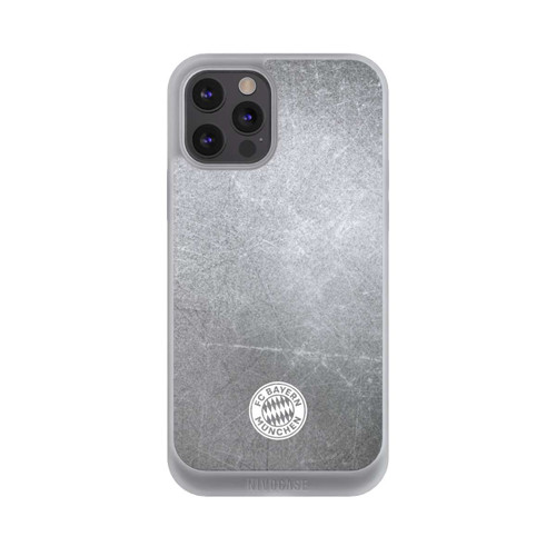 Apple iPhone 12 Pro Max NIVOpure Klassisches FCB Logo Klein - Weiß auf Metalllook