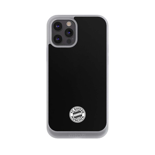 Apple iPhone 12 Pro Max NIVOpure Klassisches FCB Logo Klein - Weiß auf Schwarz