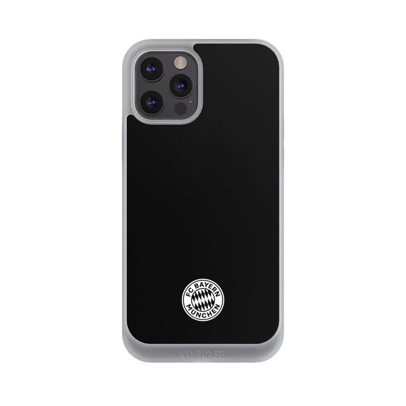 iPhone 12 Pro Max NIVOpure Klassisches FCB Logo Klein - Weiß auf Schwarz