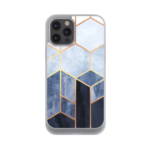 Apple iPhone 12 Pro Max NIVOpure Blauer Farbverlauf Sechsecke Golddruck