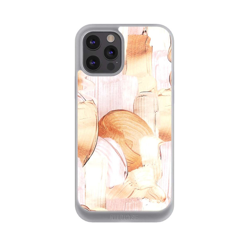 iPhone 12 Pro Max NIVOpure Weiß/Gold Pinsel Muster