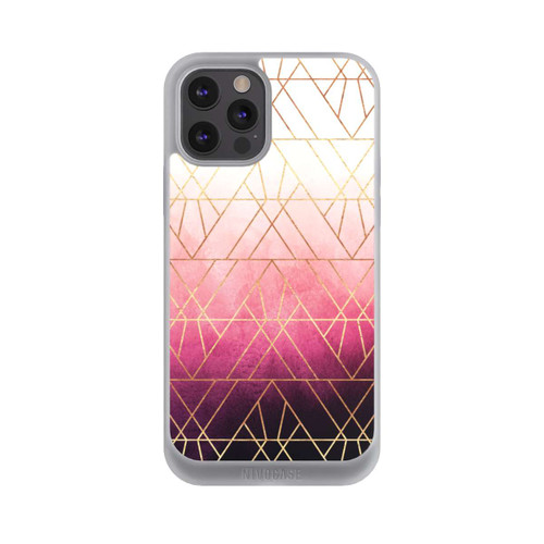 Apple iPhone 12 Pro Max NIVOpure Pink Ombre Dreiecke Golddruck