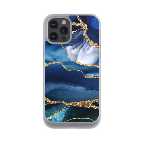 Apple iPhone 12 Pro Max NIVOpure  Blauer Marmor Gold Glitzer Look