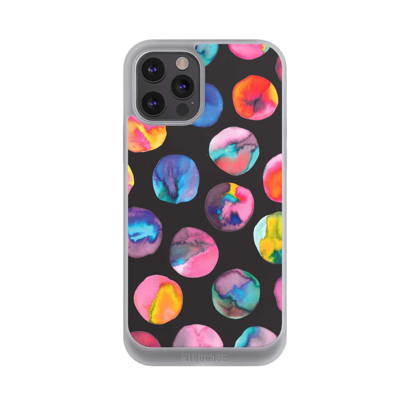 iPhone 12 Pro Max NIVOpure Bunte Tintenmurmeln Punkte Schwarz