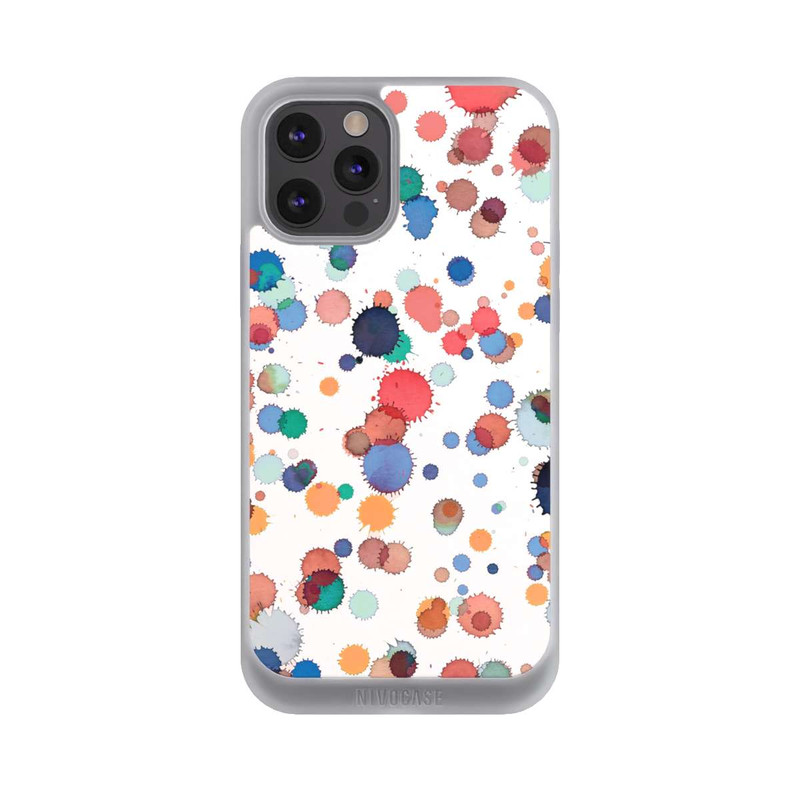 iPhone 12 Pro Max NIVOpure Gouttes Aquarelle Texture Bleu Jaune