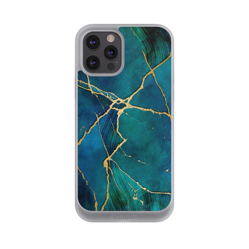iPhone 12 Pro Max NIVOpure Look minéral glamour bleu or