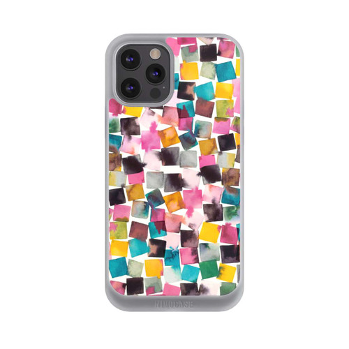 Apple iPhone 12 Pro Max NIVOpure Aquarell geometrische Plaids rosa