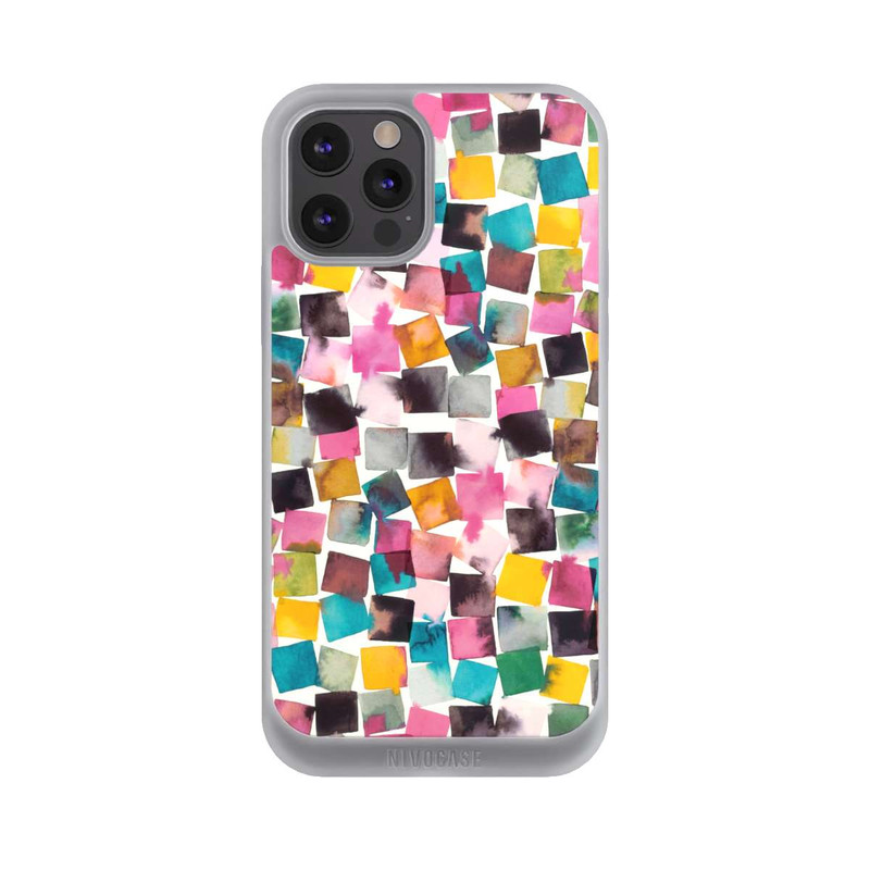 iPhone 12 Pro Max NIVOpure Plaids Géométriques Aquarelle Rose
