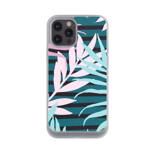 Apple iPhone 12 Pro Max NIVOpure Pastell-Dschungelblätter rosa blaugrün