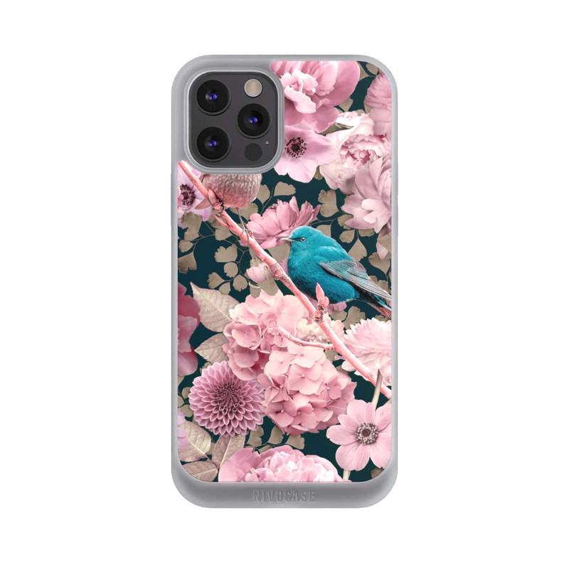 iPhone 12 Pro Max NIVOpure Moineaux à motif de fleurs roses