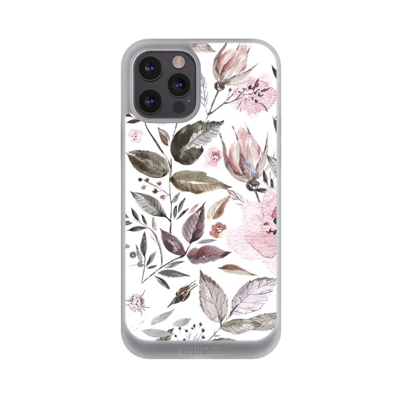 iPhone 12 Pro Max NIVOpure Aquarelle Fleurs Roses Brunes
