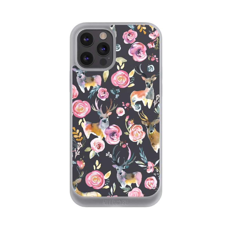 iPhone 12 Pro Max NIVOpure Cerfs et fleurs Anthracite