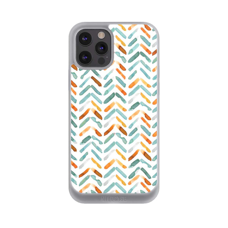 iPhone 12 Pro Max NIVOpure Élégant Automne Chevron Bleu Orange